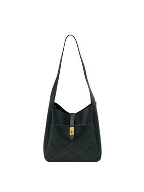 Grossi Black Leather Quilted Shoulder Bag